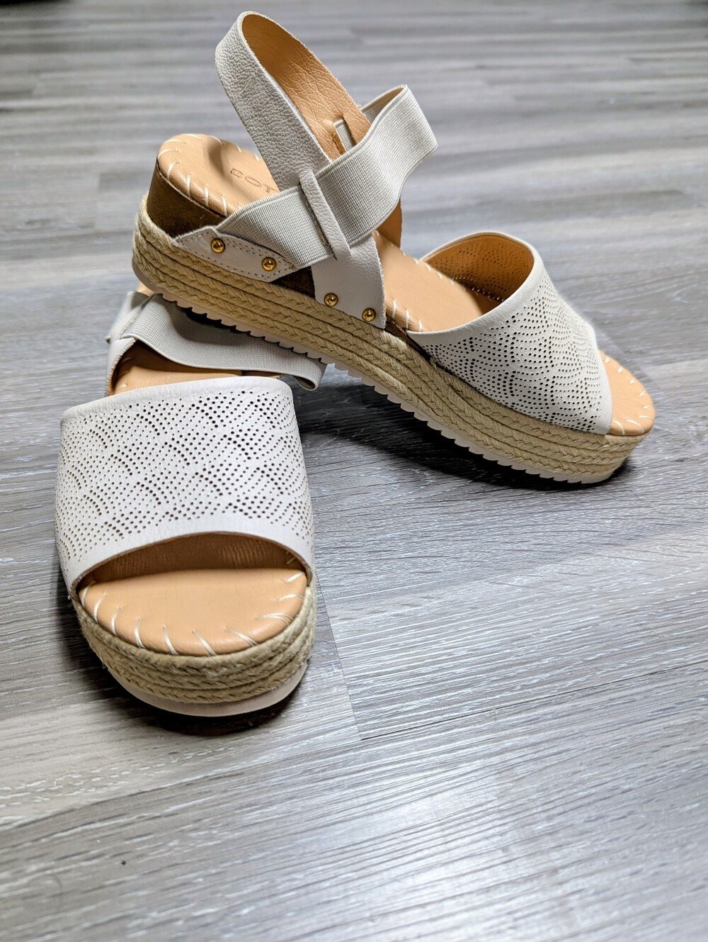 Bottero Sandals Size 8 Rope And Wood Flatforms Elastic Slip On